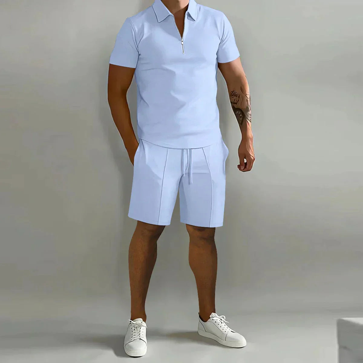 Trendy Men’s Polo Set - Milano-Light blue-S-Nora Luxe