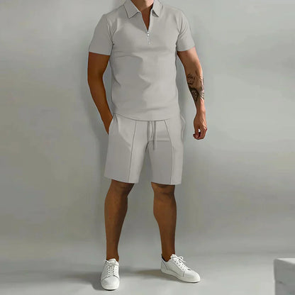 Trendy Men’s Polo Set - Milano-Light grey-S-Nora Luxe