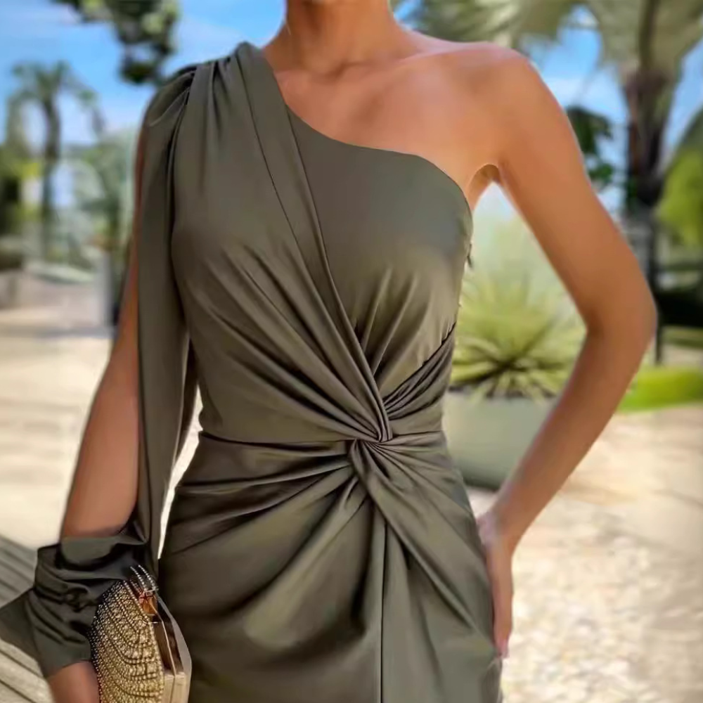 Trendy One-Shoulder Evening Dress - Luna-2XS-Nora Luxe