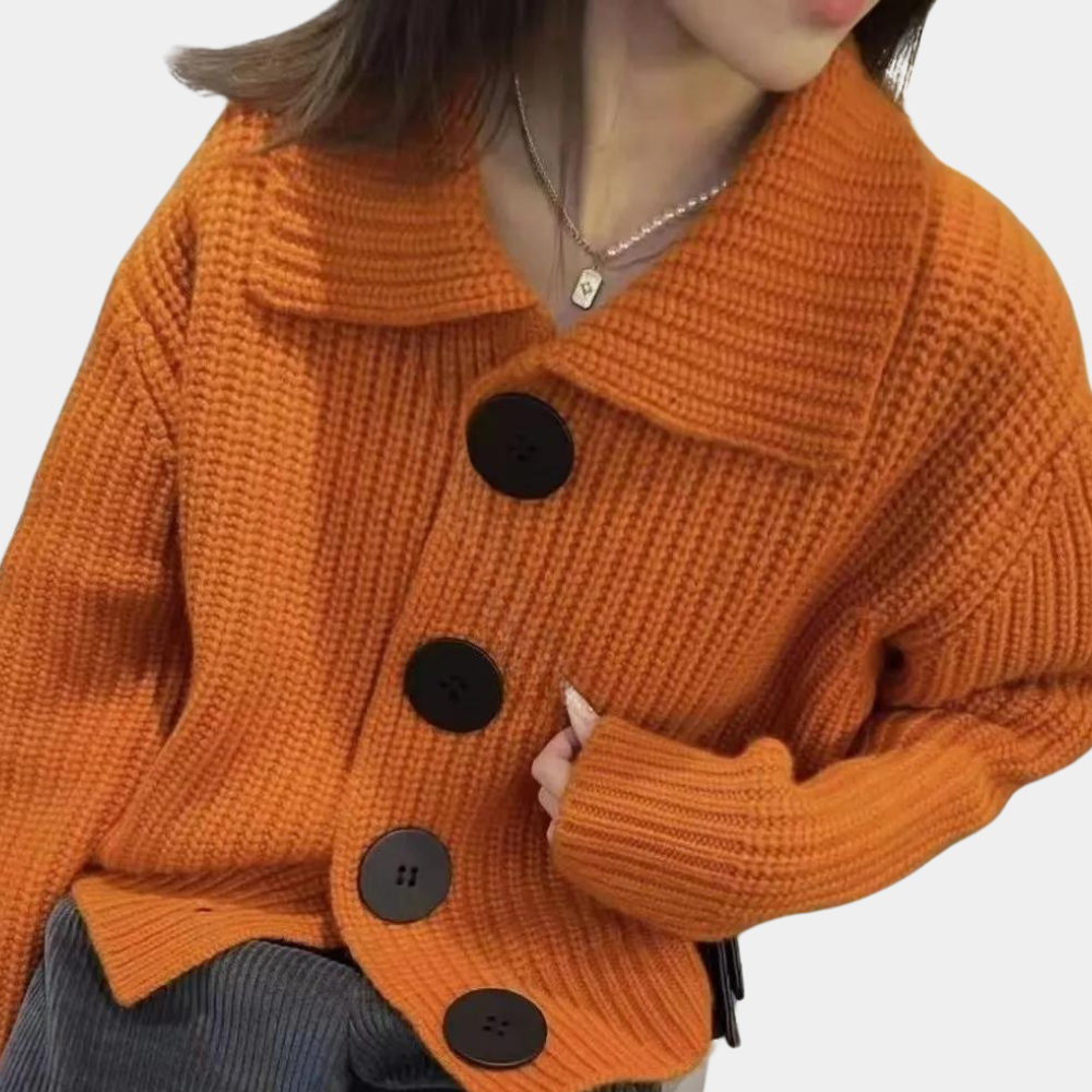 Stylish Women's Orange Coat - Romy - Pexav