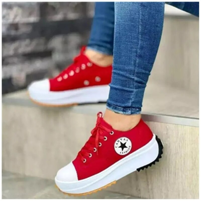 Trendy Orthopaedic Women's Sneakers - LunaStep-Red-2.5-Nora Luxe