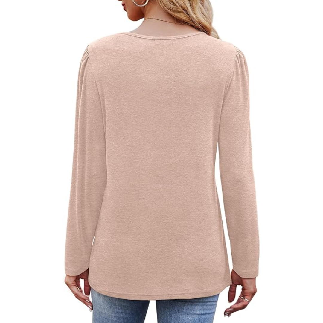 Fashionable Ruffled Long Sleeve Tunic Shirt - Pexav
