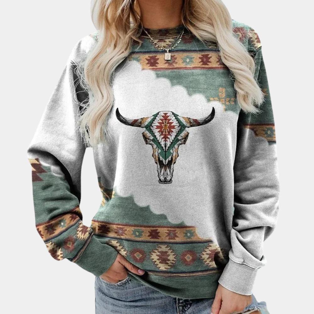 Fashionable Graphic Ladies Sweatshirt - Sienna - Pexav