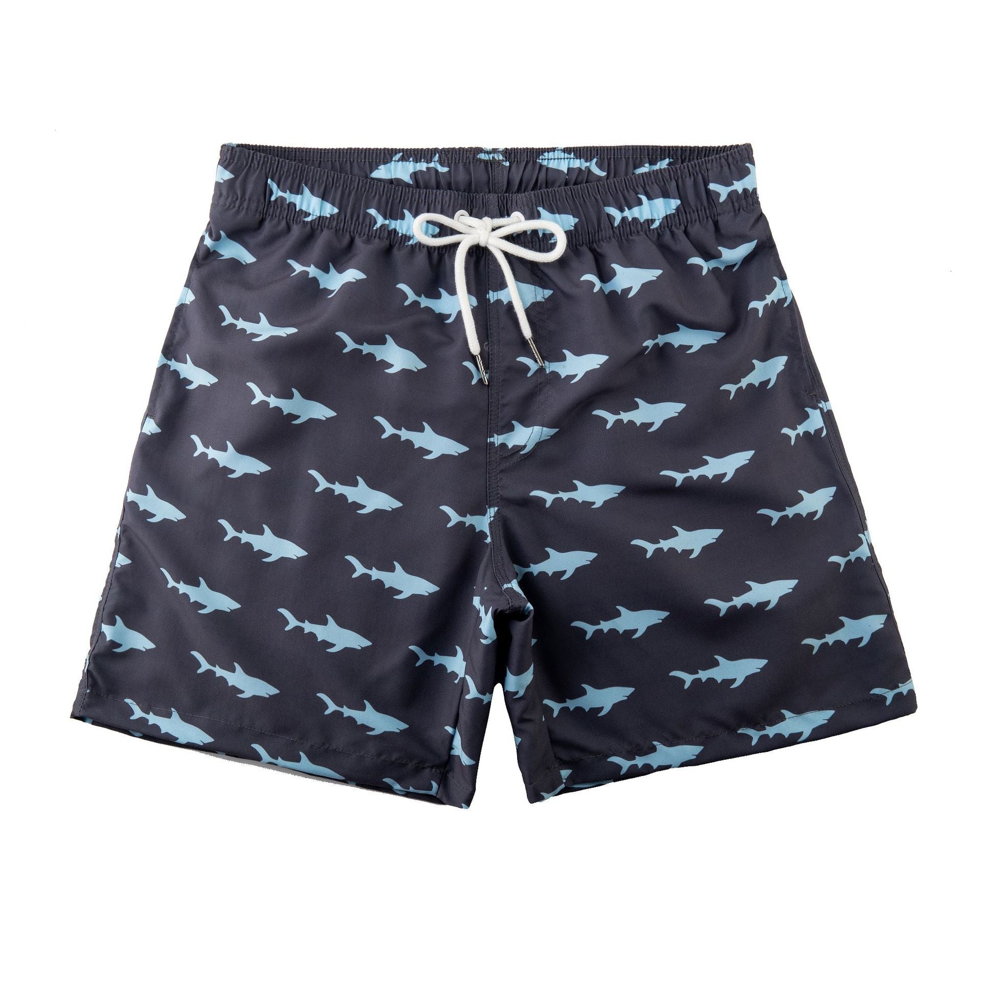Trendy & quick-drying men's swim shorts with pockets – Matteo-Shark-S-Nora Luxe