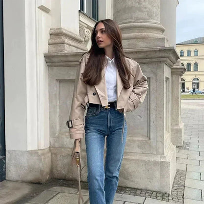 Classic Women's Belted Trench Coat - Pexav