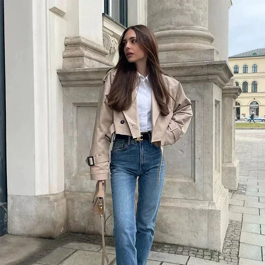 Classic Women's Belted Trench Coat - Pexav