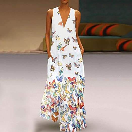 Stylish Strapless Maxi Dress with Floral Print - Pexav