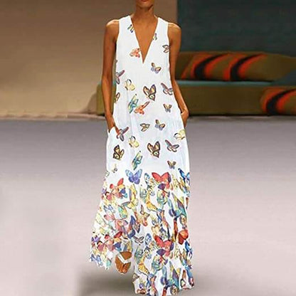 Stylish Strapless Maxi Dress with Floral Print - Pexav