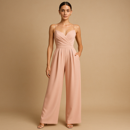 Trendy summer jumpsuit for women with adjustable straps and a flattering fit, perfect for summer parties, casual days, and evening outings.