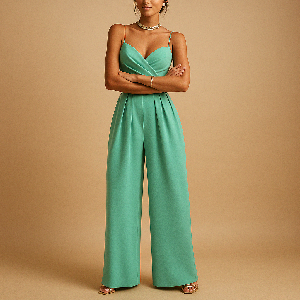 Trendy summer jumpsuit for women with adjustable straps and a flattering fit, perfect for summer parties, casual days, and evening outings.