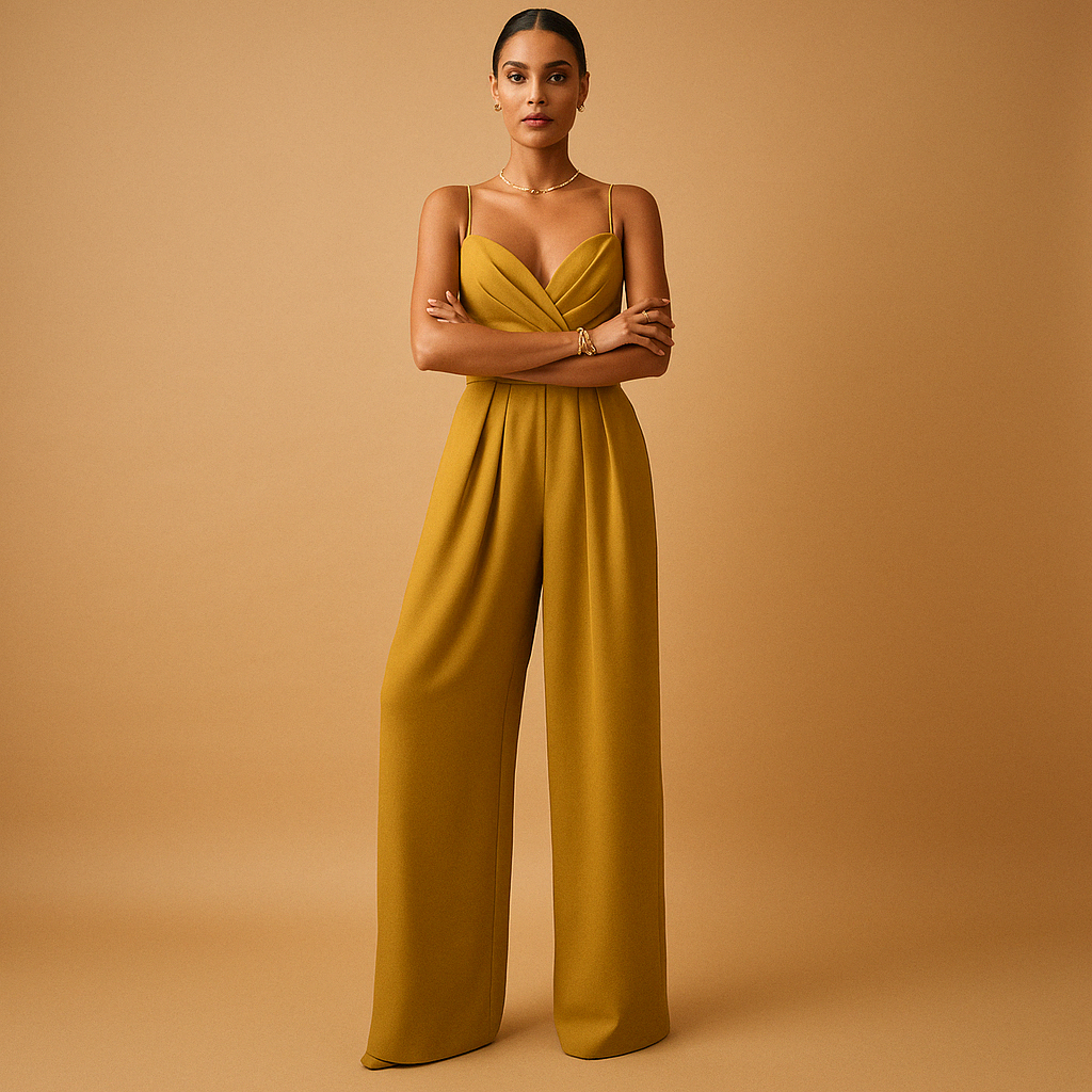 Trendy summer jumpsuit for women with adjustable straps and a flattering fit, perfect for summer parties, casual days, and evening outings.