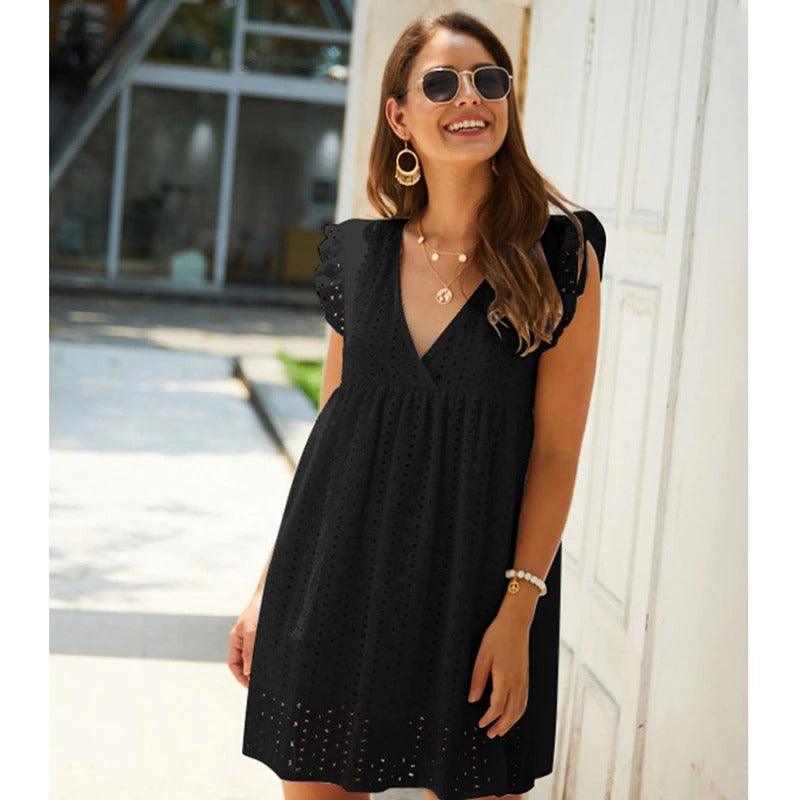 Cute Summer Mini Dress with Flirty Sleeves - Pexav
