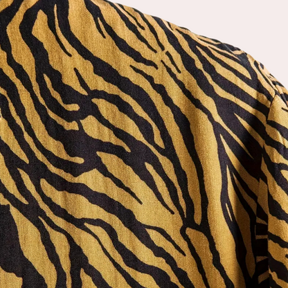 Trendy Tiger Print Shirt with Button Closure - Oscar-S-Nora Luxe