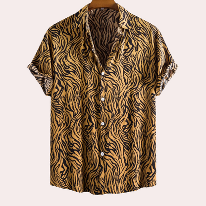 Fashionable Animal Print Button Down Shirt - Pexav
