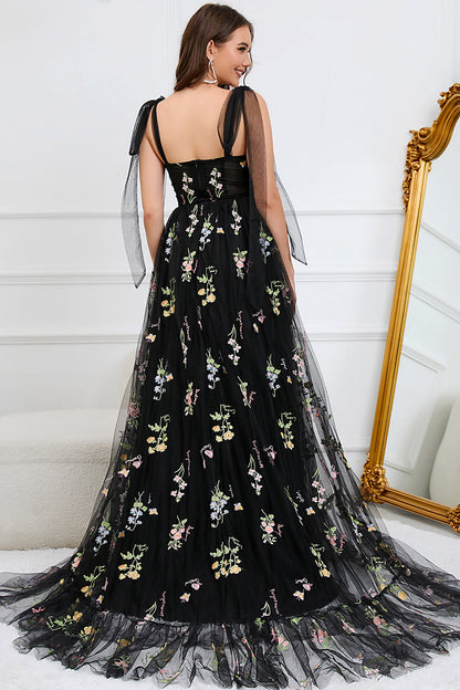 Trendy Tulle A-Line Evening Dress - Isabella-Black-0-Nora Luxe