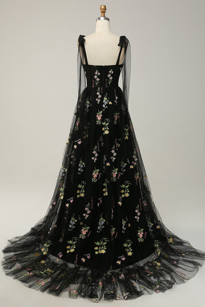 Trendy Tulle A-Line Evening Dress - Isabella-Black-0-Nora Luxe