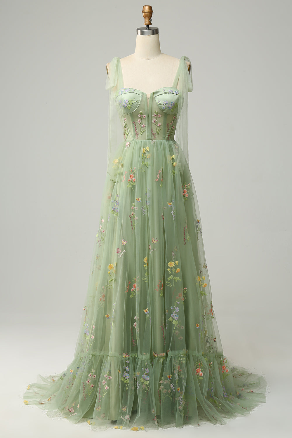 Trendy Tulle A-Line Evening Dress - Isabella-Green-0-Nora Luxe