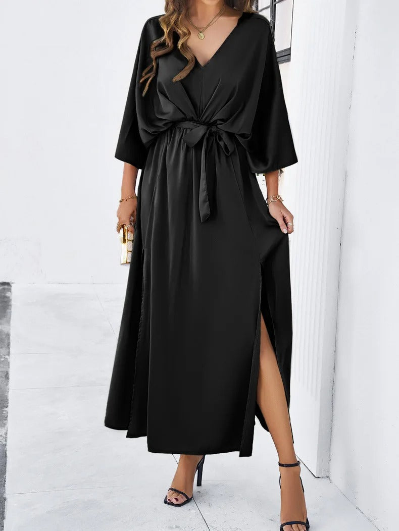 Trendy V-neck Spring Dress - Isabella-Black-XS-Nora Luxe