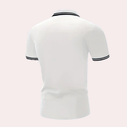 Trendy White Men's Polo - Tiberius-S-Nora Luxe