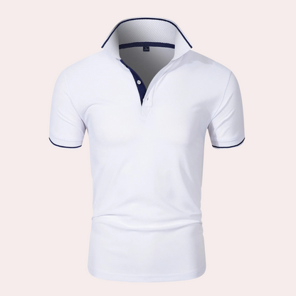 Trendy White Men's Polo - Tiberius-S-Nora Luxe