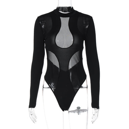 Trendy women's bodysuit with cut-outs and mesh inserts – Nayeli-S-Nora Luxe