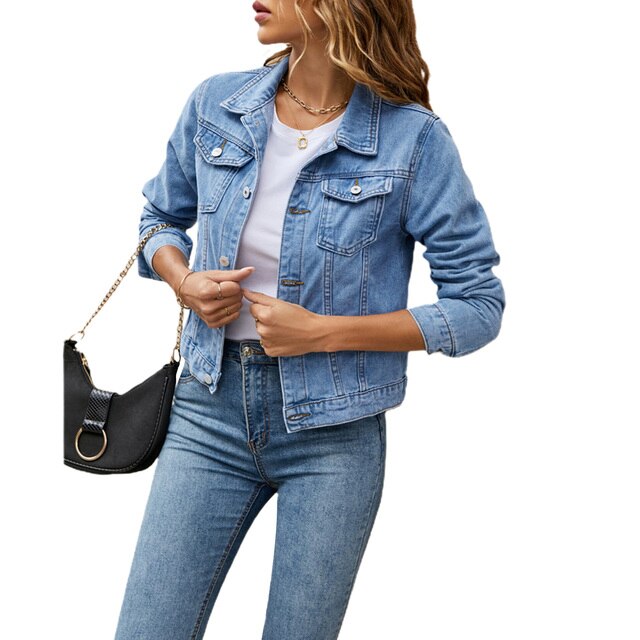Trendy Women's Denim Jacket with Comfortable Fit – Malina-Light blue-S-Nora Luxe