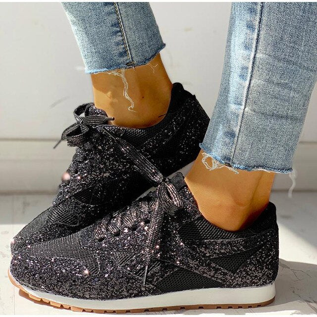 Fashionable Glittery Ladies Sneakers - Pexav