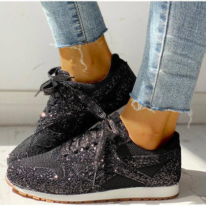 Fashionable Glittery Ladies Sneakers - Pexav