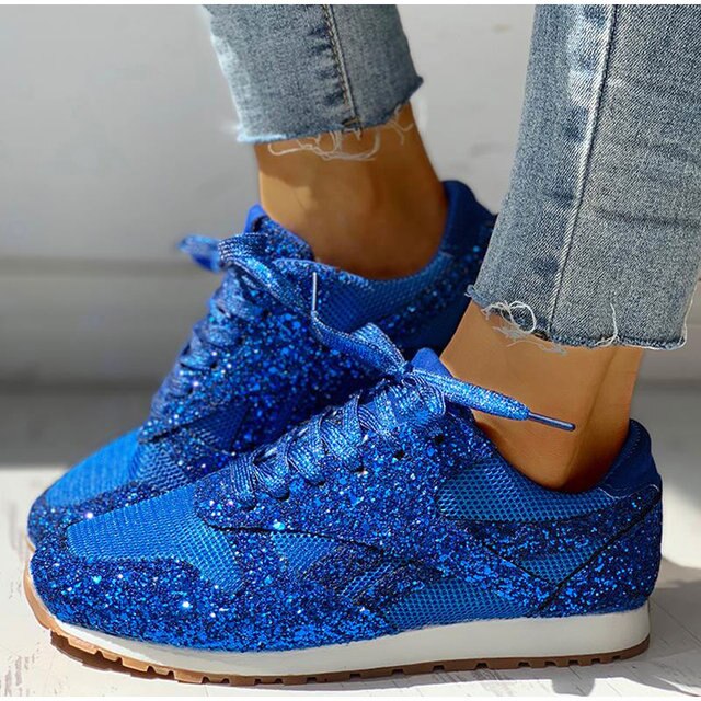 Trendy Women's Glitter Sneakers - Miranda-Blue-3.0-Nora Luxe