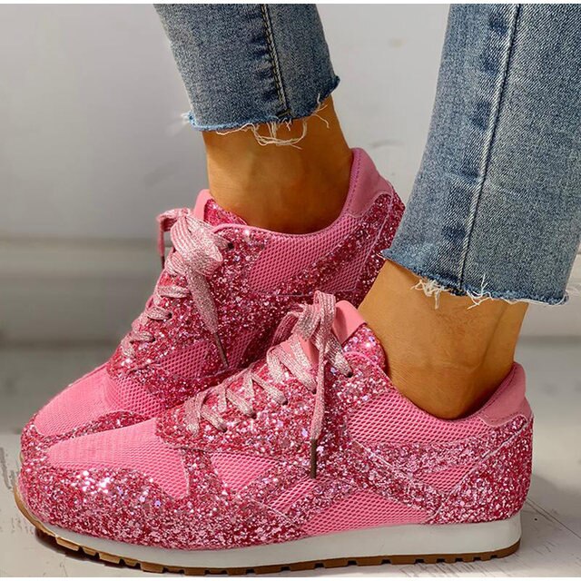 Trendy Women's Glitter Sneakers - Miranda-Pink-3.0-Nora Luxe