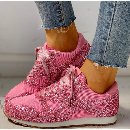 Trendy Women's Glitter Sneakers - Miranda-Pink-3.0-Nora Luxe