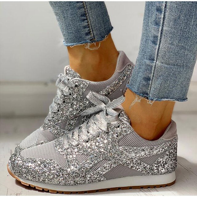 Trendy Women's Glitter Sneakers - Miranda-Silver-3.0-Nora Luxe