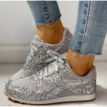 Trendy Women's Glitter Sneakers - Miranda-Silver-3.0-Nora Luxe