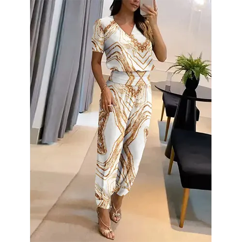 Stylish Women's Short Sleeve Wide Leg Jumpsuit - Pexav