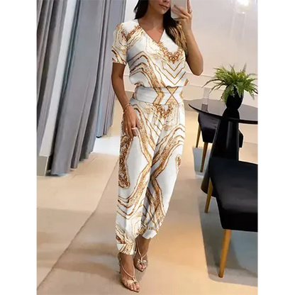 Stylish Women's Short Sleeve Wide Leg Jumpsuit - Pexav