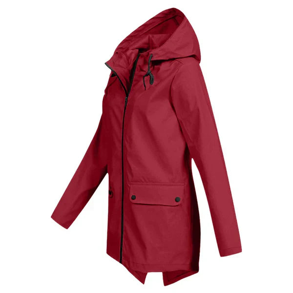 Waterproof Ladies Hooded Raincoat - Liora - Pexav