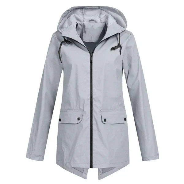 Trendy Women's Rain Jacket with Hood - Liora-Grey-S-The Livary