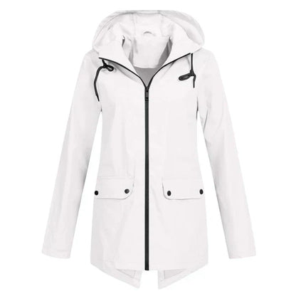 Trendy Women's Rain Jacket with Hood - Liora-White-S-The Livary