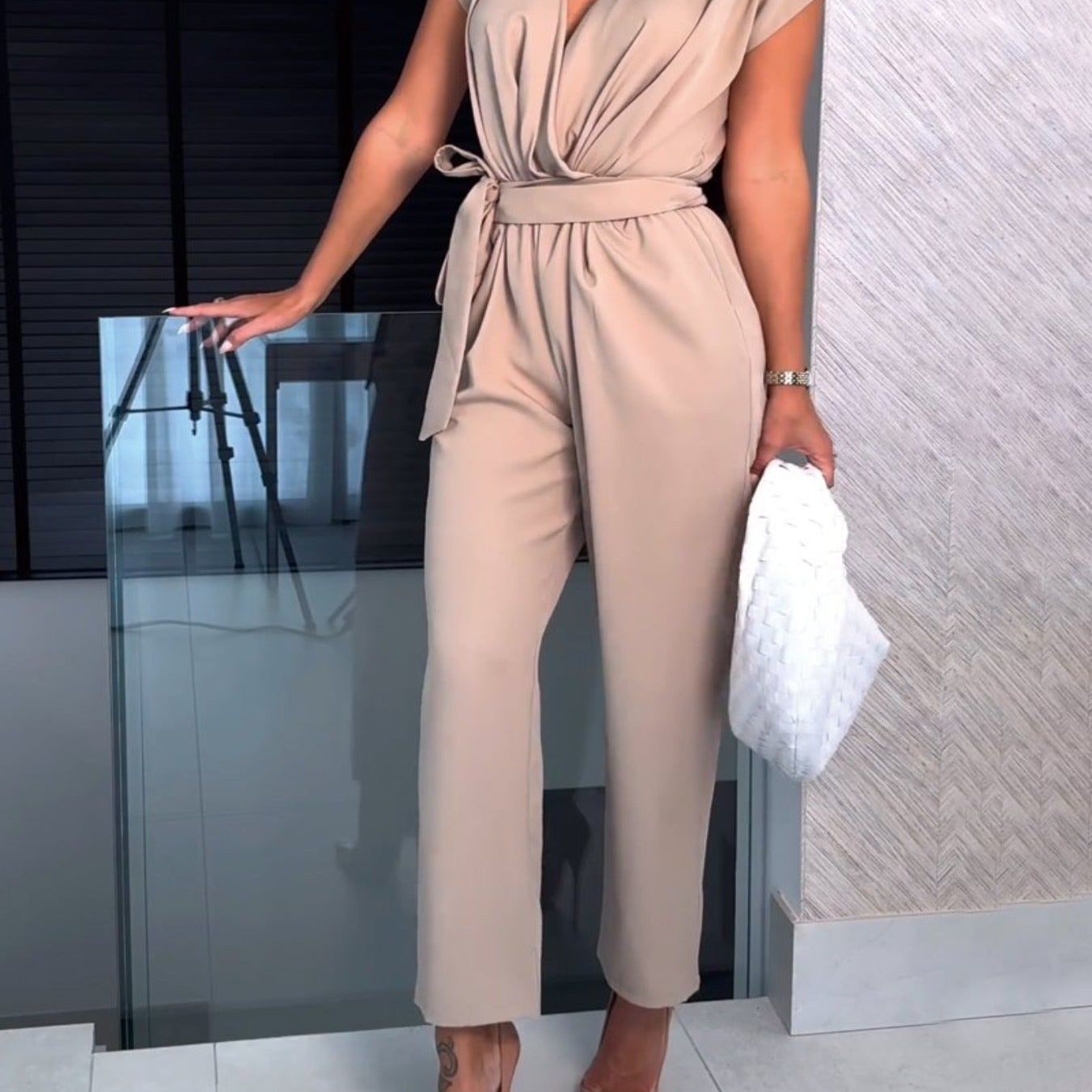 Chic Women's Summer Romper with Short Sleeves - Pexav
