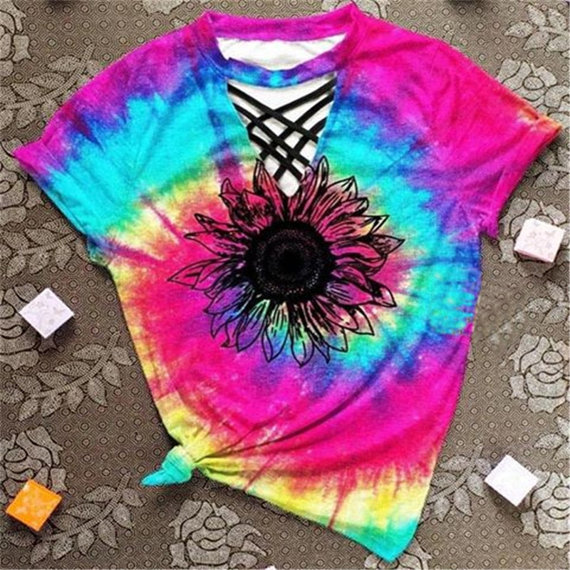 Fashionable Womens Tie Dye Tshirt - Pexav