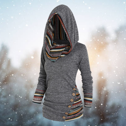Fashionable Hooded Sweatshirt with Aztec Design - Pexav