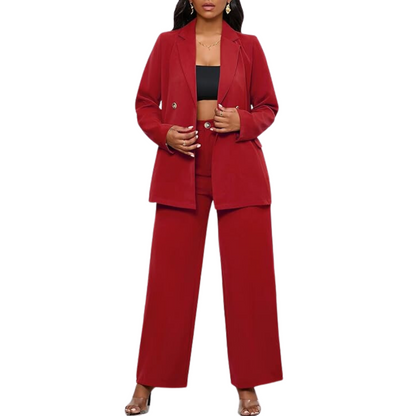 Two-Piece Blazer & Wide Trousers Women's Business Suit - Wendy-Black-S-Nora Luxe