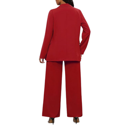 Two-Piece Blazer & Wide Trousers Women's Business Suit - Wendy-Black-S-Nora Luxe