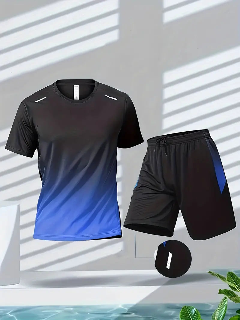 Two-piece breathable men's sports set – Jarek (Buy 1, Get 1 Free)-Black-Blue-S-Nora Luxe