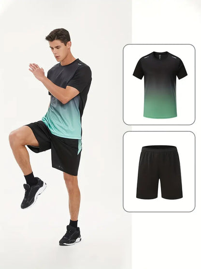 Two-piece breathable men's sports set – Jarek (Buy 1, Get 1 Free)-Black-Green-S-Nora Luxe
