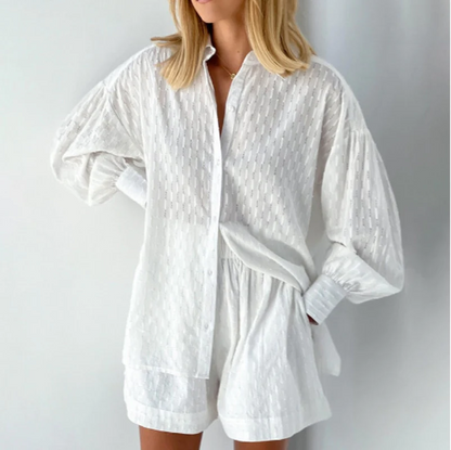 Women's Floral Short Sleeve Summer Outfit - Pexav
