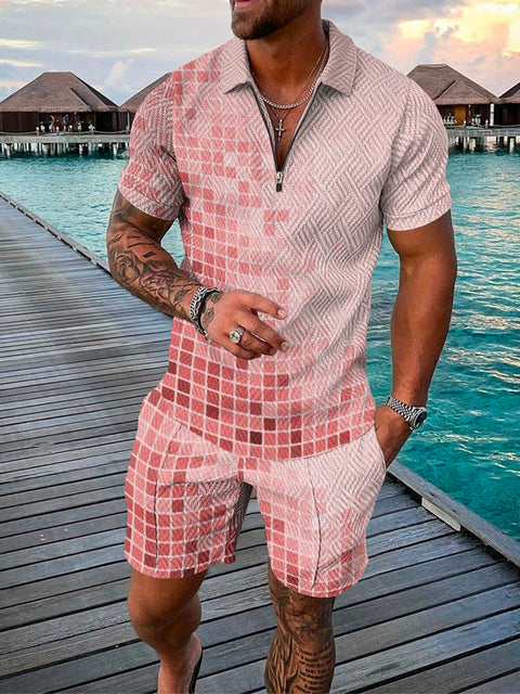 Casual Men's Polo and Shorts Summer Outfit - Pexav