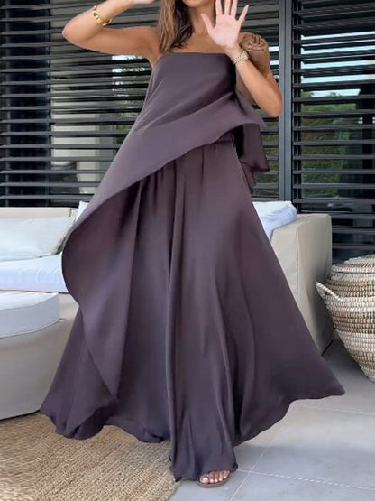 Two-Piece Off-Shoulder Blouse and Maxi Skirt Set for Women – Jolina-XS-Nora Luxe