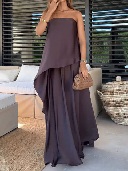 Women's Floral Cold Shoulder Top and Maxi Skirt Set - Pexav