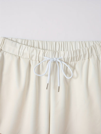 Two-piece set with striped print short-sleeve shirt and shorts - Mateo-Apricot-M-Nora Luxe